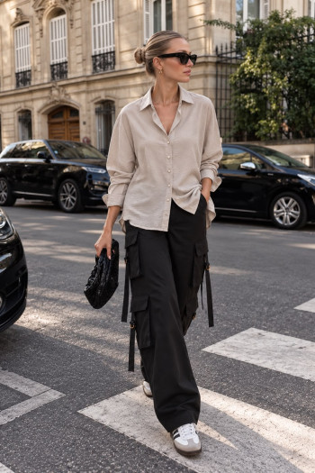 CAMISA SOFIA CREPE TEXTURIZADO - NUDE