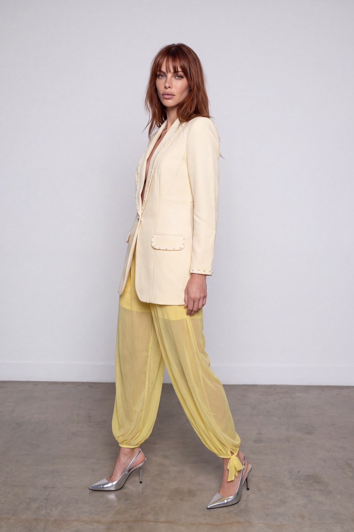 BLAZER SAMANTA ALFAIATARIA PÉROLAS SUMMER - AMARELO