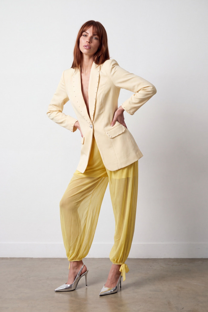 BLAZER SAMANTA ALFAIATARIA PÉROLAS SUMMER - AMARELO