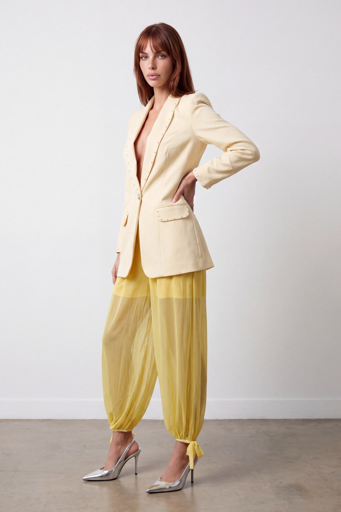 BLAZER SAMANTA ALFAIATARIA PÉROLAS SUMMER - AMARELO