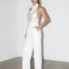 CALÇA PANTALONA LAURA PREGAS NUANCES - OFF WHITE
