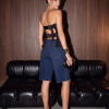 BERMUDA JEANS FLÁVIA APLICAÇÃO PÉROLAS ATELIER - AZUL