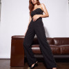 CONJUNTO CROPPED E PANTALONA NÁDIA PREGA PÉROLAS ATELIER - PRETO