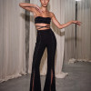 CONJUNTO TOP E PANTALONA TAINÁ FLARE FENDA PÉROLAS ATELIER - PRETO