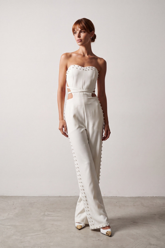 MACACÃO RITA CORSET RECORTES ATELIER - BRANCO