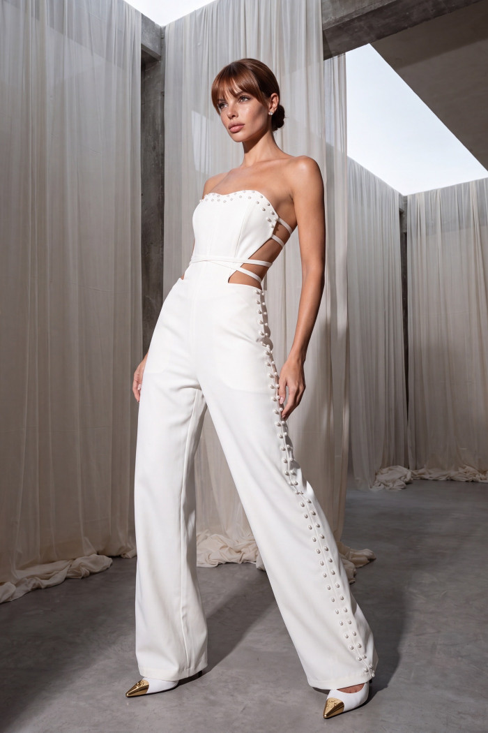 MACACÃO RITA CORSET RECORTES ATELIER - BRANCO