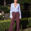 CALÇA PANTALONA NÁDIA PREGAS SATISFACTION - MARROM