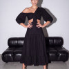 VESTIDO MIDI MB CUT OUT ATELIER - PRETO