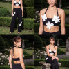 CONJUNTO SABRINA TOP E PANTALONA FLOWER ATELIER -PRETO