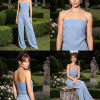 CONJUNTO KAUANE CROPPED E PANTALONA PÉROLAS ATELIER - AZUL SERENITY