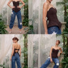CALÇA JEANS WALESCA JOGGER BORDADA FLOWER ATELIER - AZUL