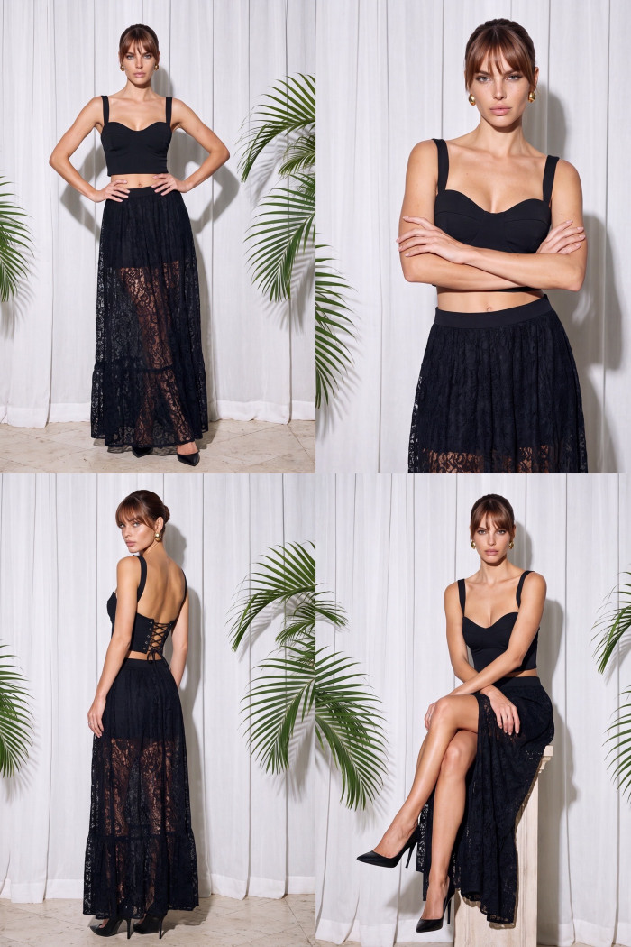 SAIA LONGA ELISA RENDA FINESSE - PRETO