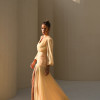 VESTIDO TAINARA LONGO PALA FRANZIDA - CAMOMILA