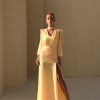 VESTIDO TAINARA LONGO PALA FRANZIDA - CAMOMILA