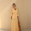 VESTIDO TAINARA LONGO PALA FRANZIDA - CAMOMILA