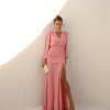 VESTIDO TAINARA LONGO PALA FRANZIDA - ROSA