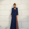 VESTIDO TAINARA LONGO PALA FRANZIDA - AZUL MARINHO