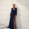 VESTIDO TAINARA LONGO PALA FRANZIDA - AZUL MARINHO