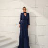 VESTIDO TAINARA LONGO PALA FRANZIDA - AZUL MARINHO