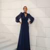 VESTIDO TAINARA LONGO PALA FRANZIDA - AZUL MARINHO