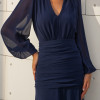 VESTIDO TAINARA LONGO PALA FRANZIDA - AZUL MARINHO