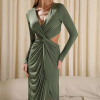 VESTIDO COLÔMBIA BUSTO TORCIDO MANGA LONGA - VERDE OLIVA