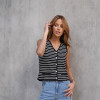 BLUSA ATENAS MODA LISTRADA - PRETO