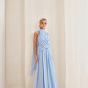 VESTIDO DE FESTA BANGKOK LONGO CRUZADO CAPA - AZUL SERENITY