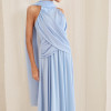 VESTIDO DE FESTA BANGKOK LONGO CRUZADO CAPA - AZUL SERENITY