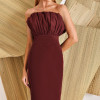 VESTIDO COPENHAGUE TUBINHO BUSTO LEQUE - VINHO