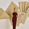 VESTIDO COPENHAGUE TUBINHO BUSTO LEQUE - VINHO