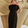 VESTIDO COPENHAGUE TUBINHO BUSTO LEQUE - PRETO