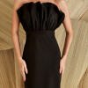 VESTIDO COPENHAGUE TUBINHO BUSTO LEQUE - PRETO