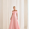 VESTIDO DE FESTA LISBOA LONGO DRAPEADO COM FAIXA - ROSA CLARO