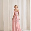 VESTIDO DE FESTA LISBOA LONGO DRAPEADO COM FAIXA - ROSA CLARO