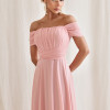 VESTIDO DE FESTA LISBOA LONGO DRAPEADO COM FAIXA - ROSA CLARO