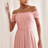 VESTIDO DE FESTA LISBOA LONGO DRAPEADO COM FAIXA - ROSA CLARO