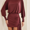 VESTIDO TAILÂNDIA CURTO COM CALDA - BORDÔ