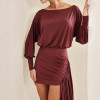 VESTIDO TAILÂNDIA CURTO COM CALDA - BORDÔ