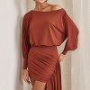 VESTIDO TAILÂNDIA CURTO COM CALDA - TERRACOTA
