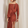VESTIDO TAILÂNDIA CURTO COM CALDA - TERRACOTA