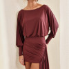 VESTIDO TAILÂNDIA CURTO COM CALDA - BORDÔ