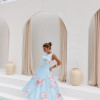 VESTIDO SERENA MIDI GODÊ ESTAMPADO - AZUL