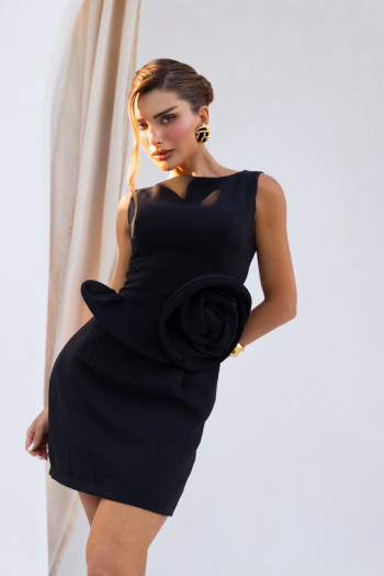 VESTIDO MAITÊ CURTO MAXI FLOR - PRETO