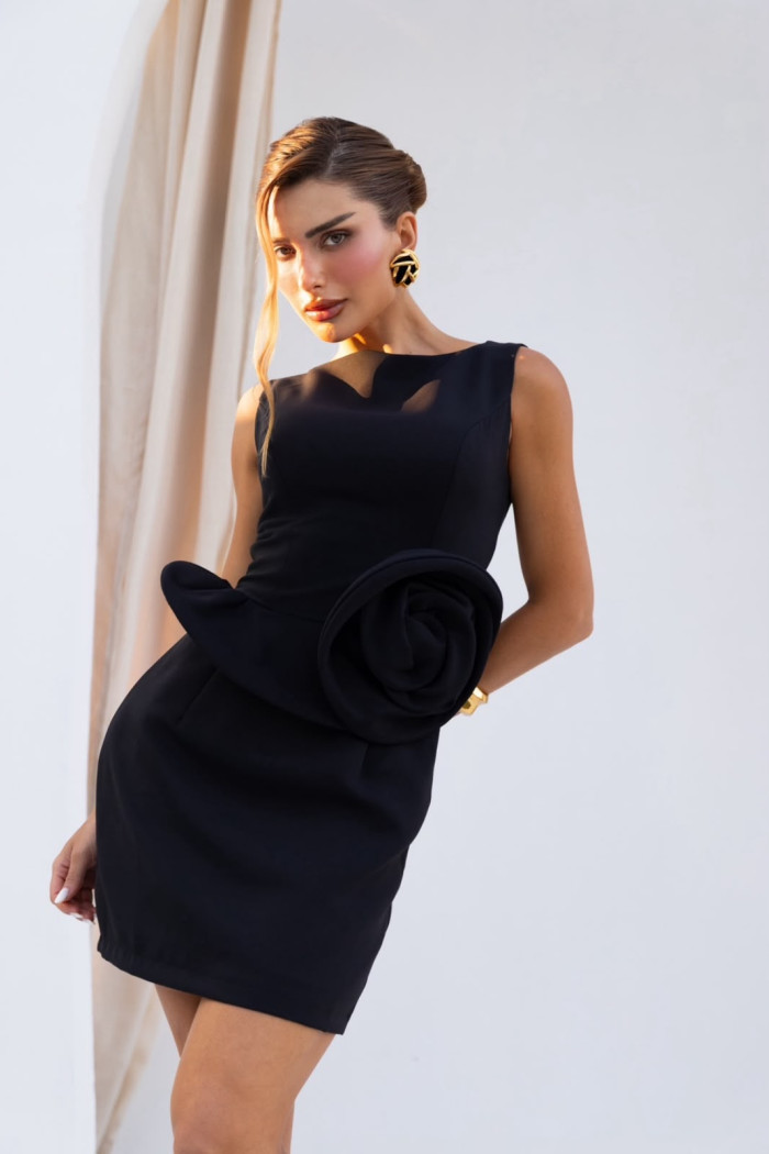 VESTIDO MAITÊ CURTO MAXI FLOR - PRETO