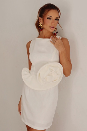VESTIDO MAITÊ CURTO MAXI FLOR - OFF WHITE