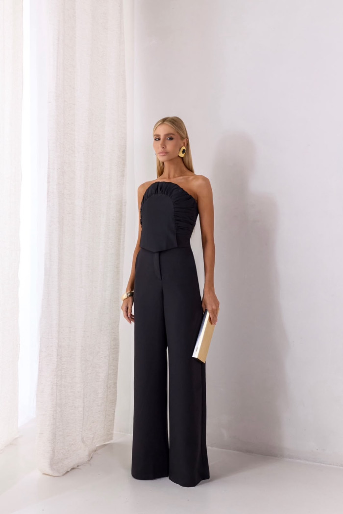 CONJUNTO SCARLETT CROPED E PANTALONA ALFAITARIA - PRETO