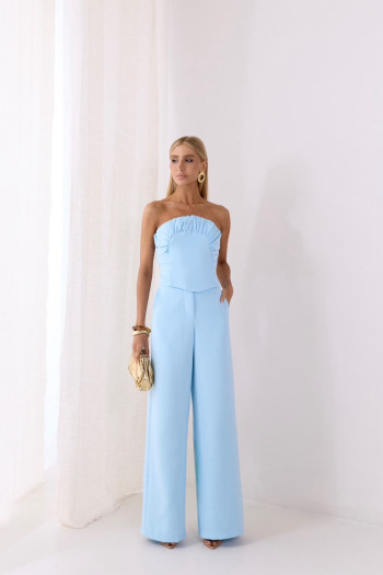 CONJUNTO SCARLETT CROPED E PANTALONA ALFAITARIA - AZUL CLARO