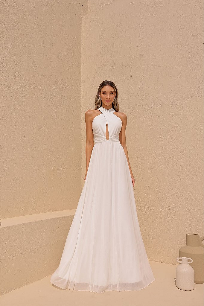 VESTIDO KELLY LONGO TULE NOIVINHAS - OFF WHITE