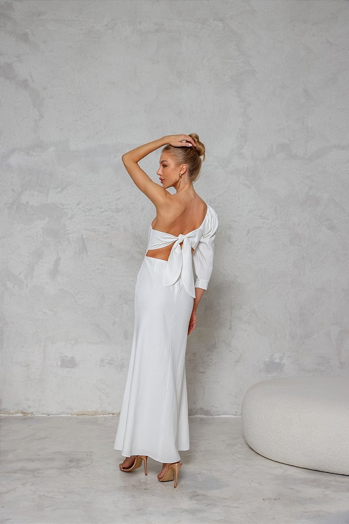 VESTIDO LONGUETE UM OMBRO RENNES - OFF WHITE